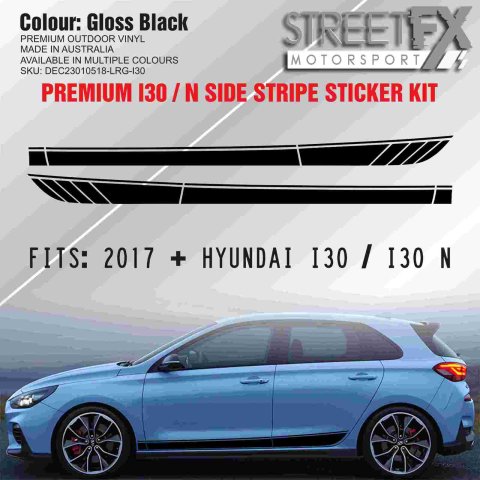 I30 & I30 N Side Stripe Door Sticker Decal Gloss Black Kit for Hyundai Hatchback