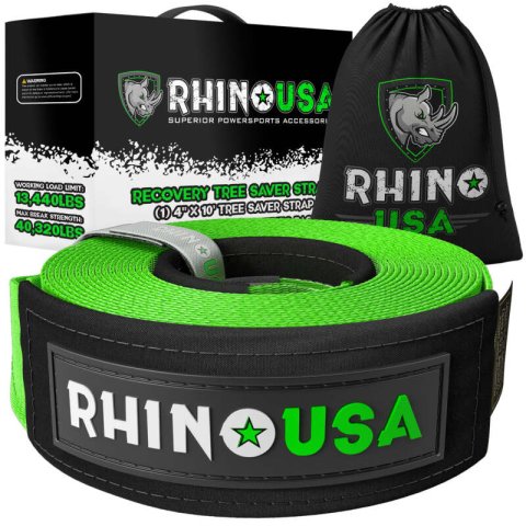 Rhino USA Recovery Tree Saver Strap 4Inx10Ft (Green)
