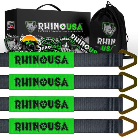 Rhino USA Axle Tie Down Straps (4-Pack) 2In X 38In - Black