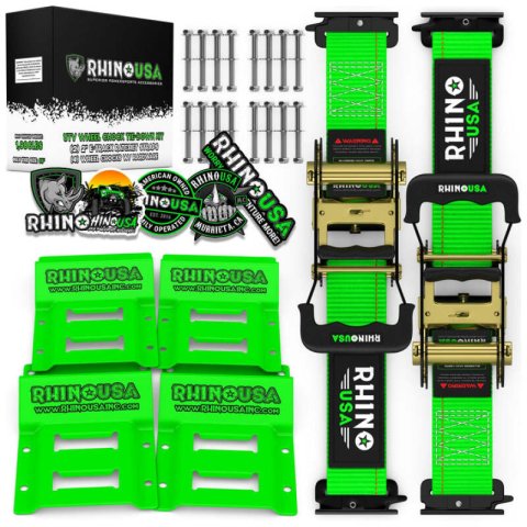 Rhino USA UTV Wheel Chock Tie-Down Kit (2-Wheel Kit) (Green)