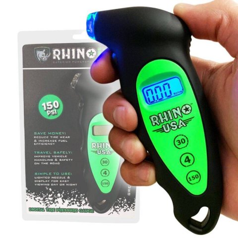 Rhino USA Digital Tire Pressure Gauge 150 Psi (Green)