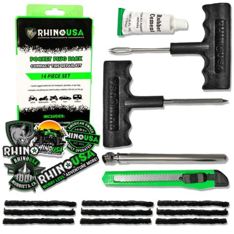 Rhino USA 14-Piece Compact Tire Repair Plug Kit