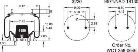 Firestone Ride-Rite Air Springs Replacement Bellow 1T15L2 2ST1/4PBW