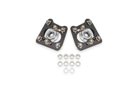BMR 94-04 Ford Mustang Steel Caster Camber Plates - Black Hammertone