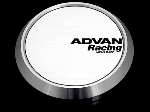 Advan 63mm Flat Center Cap - White/Silver Alumite