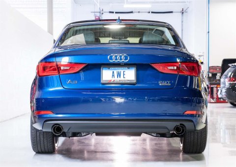 AWE Tuning Audi 8V A3 Touring Edition Exhaust - Dual Outlet Chrome Silver 90 mm Tips