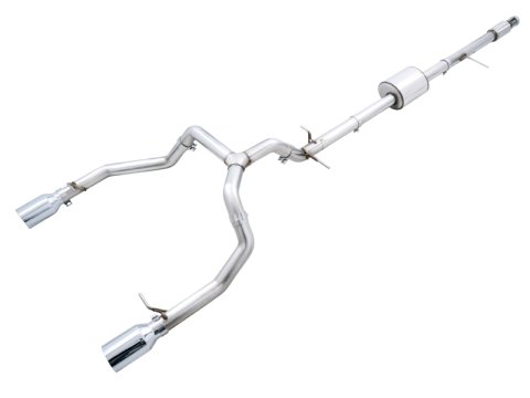AWE Tuning 4th Gen GM 1500 5.3L 0FG Cat-Back Split Rear Exit (Flat Bumper) - Quad Chrome Tips