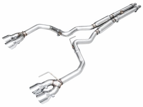 AWE 2024 Ford Mustang Dark Horse S650 RWD Track Edition Cat-Back Exhaust w/ Quad Chrome Silver Tips