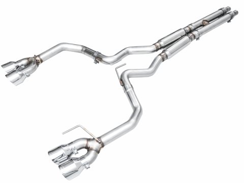 AWE 2024 Ford Mustang GT Fastback S650 RWD Track Edition Cat-Back Exhaust w/ Quad Chrome Silver Tips