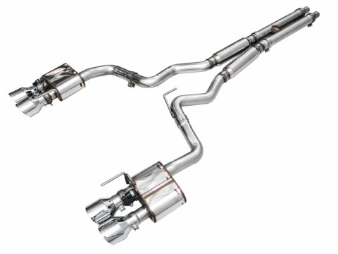 AWE 2024 Ford Mustang GT Fastback S650 RWD SwitchPath Cat-Back Exhaust w/ Quad Chrome Silver Tips