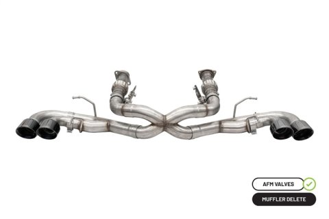 Corsa 20-25 Corvette C8 3in Xtreme Cat-Back Exhaust 4.5in Blk Quad Tips - Integrates stock AFM Valve