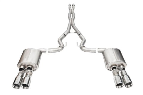 Corsa 24+ Ford Mustang V8 5.0L 3in Cat-Back Exhaust System w/ Twin 4in Polished Straight Tips