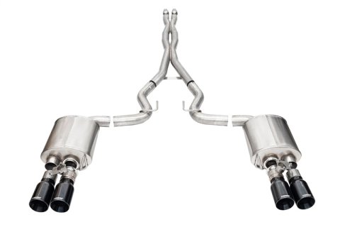 Corsa 2024-2025 Ford Mustang V8 5.0L 3in Cat-Back Exhaust System w/ Twin 4in Black Straight Tips