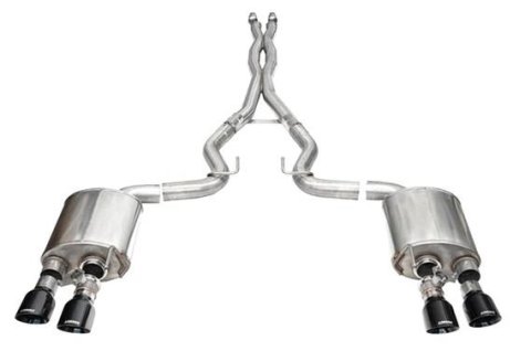 Corsa 24+ Ford Mustang Dark Horse 5.0L 3in Dual Rear Cat-Back w/Twin 4.5in Black PVD Slash Tips