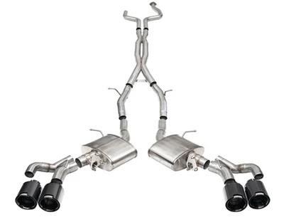 Corsa 2022-25 Caddy CT5 V Blackwing 3in. Cat-Back w/ Act. Exh. - Dbl X-Pipe - Twin 4.5in. BlkCF Tips