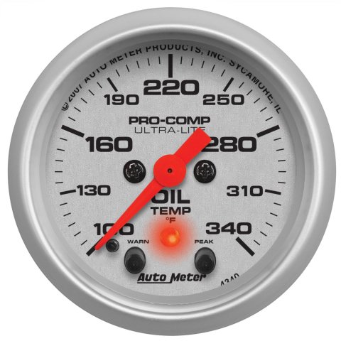 Autometer Ultra-Lite 2-1/16in. / 340 Degree F (Stepper Motor w/Peak & Warn) Oil Temperature Gauge