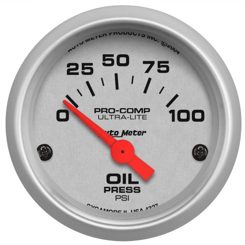 Autometer Ultra-Lite 52mm 0-100 PSI Electronic Oil Pressure Gauge