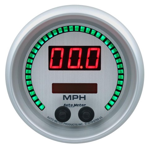 Autometer 85.7mm Silver Switchable 260 MPH / 260 KM/H Speedometer Ultra-Lite Elite Digital Gauge