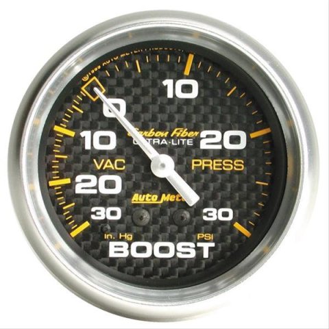 Autometer Carbon Fiber 52mm 30 PSI Mechanical Boost Gauge