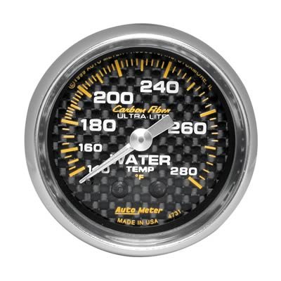 Autometer Carbon Fiber 52mm Water Temperature Gauge