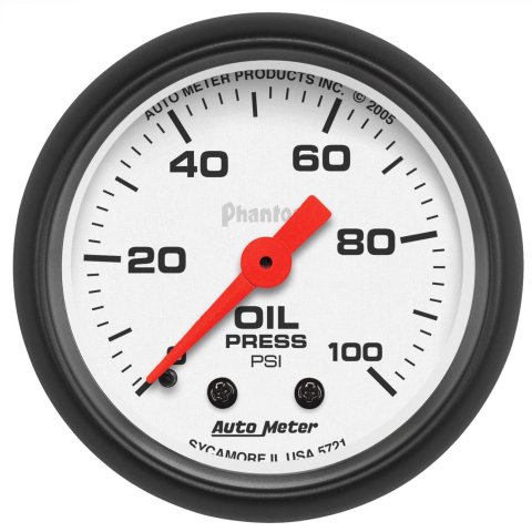 Autometer Phantom 52mm 0-100 PSI Mechanical Oil Pressure Gauge