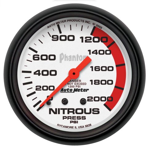 Autometer Phantom 66.7mm 0-2000 PSI Mechanical Nitrous Pressure Gauge