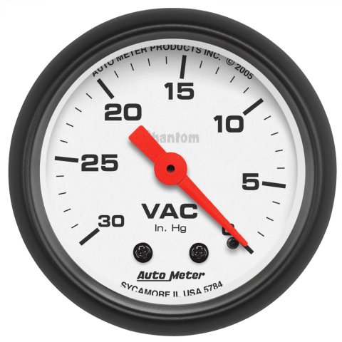 Autometer Phantom 52mm 30 in. HG. Mechanical Vacuum Gauge