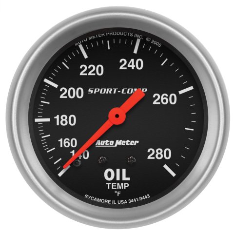 Autometer 2-5/8in 140-280 Degree F Mechanical 12ft Oil Temp Sport-Comp Gauge