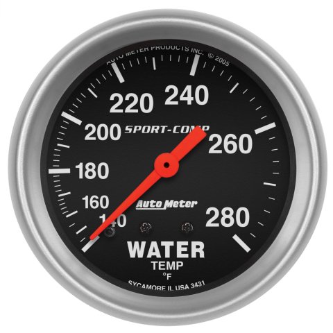 Autometer Sport-Comp 66.7mm 140-280 Degree F PSI Mechanical Water Temperature Gauge