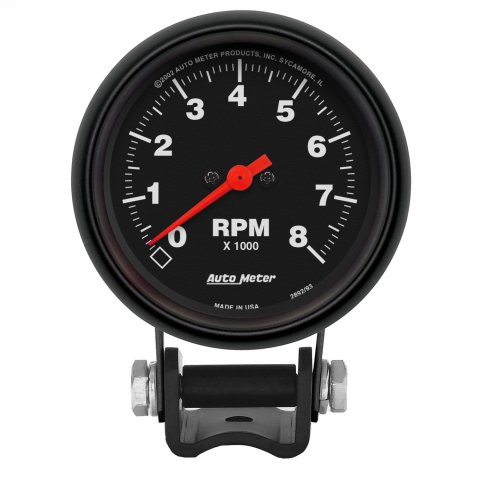 Autometer Black 2-5/8 inch 8000 rpm Tachometer Mini Tach Gauge