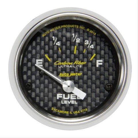 Autometer Carbon Fiber Gauge Fuel Level 2 1/16in 16e To 158f Elec Carbon Fiber