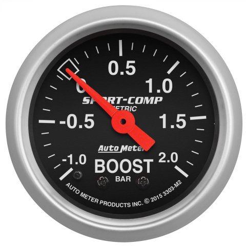 Autometer Sport-Comp Gauge Vac/Boost 2 1/16in -1 - +2 Bar Mechanical Sport-Comp