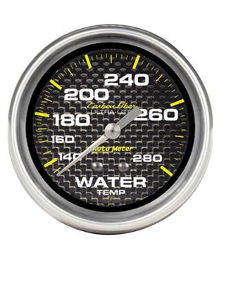 Autometer Carbon Fiber 2-5/8in 140-280 Deg F Mechanical Water Temp Gauge
