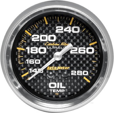 Autometer Carbon Fiber 2-5/8in 140-280 Deg F Mechanical Oil Temp Gauge