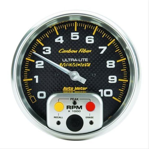 AutoMeter Gauge Tachometer 5in. 10K RPM In-Dash W/ Peak Memory Carbon Fiber