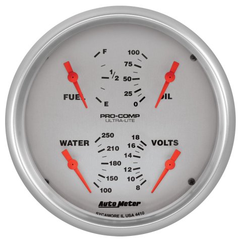 Autometer Ultra-Lite Quad Gauge 5in. 240Ohm (E) - 33Ohm (F) Electric