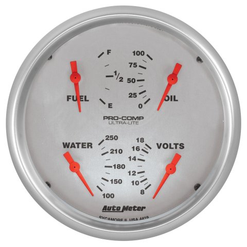 Autometer Ultra-Lite Quad Gauge 5in. 0 Ohm (E) - 90 Ohm (F) Electric