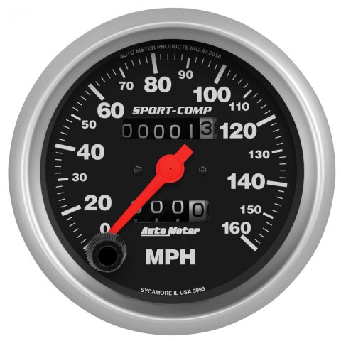 AutoMeter Sport-Comp Speedometer Gauge 3-3/8in. - 0-160MPH - Mechanical - In-Dash