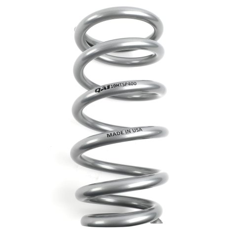 QA1 3-1/2in ID Tapered High Travel Pigtail Spring - 10in Length x 400lbs/in - Silver Powder Coated