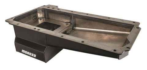 Moroso GM LS Swap (w/Rear Sump/Spin-On Filter Adapter) Wet Sump 7qt 6in Angled Steel Oil Pan - Black