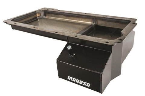 Moroso GM LS Swap (w/Front Sump/Remote Oil Filter Adapter) Wet Sump 6.5qt 6in Steel Oil Pan - Black