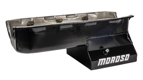 Moroso Pre-85 Chevrolet SBC (w/2 Piece Rear Main Seal) Wet Sump 7qt 8.25in Steel Oil Pan - Black