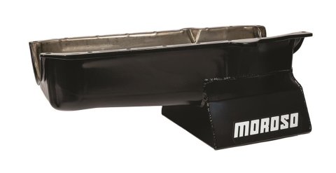 Moroso 1986+ Chevrolet SBC (w/1 Piece Rear Main Seal) Wet Sump 7qt 8.25in Steel Oil Pan - Black