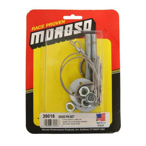 Moroso Oval Track Hood Pin Set - 3/8in Diameter - 4in Pin - Steel - 2 Pack