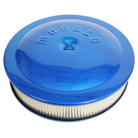 Moroso Racing Air Cleaner - 14in x 3in Filter - Aluminum - Blue Powder Coat