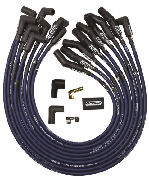 Moroso Ford 351W Ignition Wire Set - Ultra 40 - Unsleeved - HEI - 135 Degree - Blue