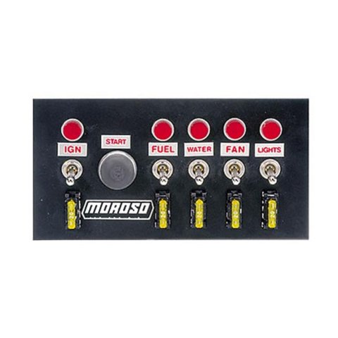 Moroso Toggle Switch Panel - Drag Race - 4in x 7.75in - Five On/Off Switches