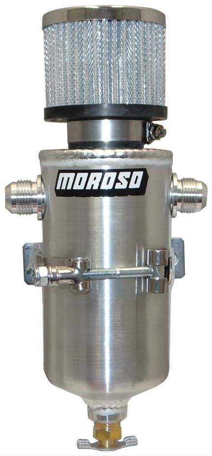 Moroso Breather Tank/Catch Can - Two -10An Male Fittings - Aluminum