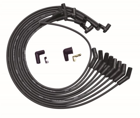 Moroso BBC Under Header 135 Deg Plug End HEI Dist Unsleeved Ultra Spark Plug Wire Set - Black