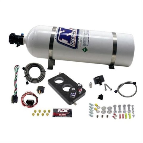 Nitrous Express 05-10 Ford Mustang 4.6L 3 Valve Nitrous Plate Kit (50-150HP) w/15lb Bottle